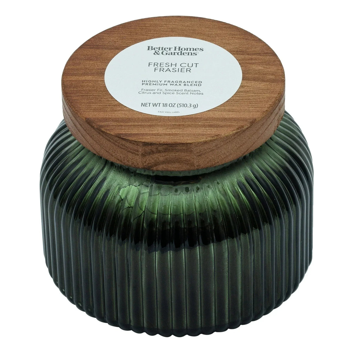 Better Homes & Gardens Scented Cotton 2-Wicks Ribbed Mecury Glass Jar Candle with Wooden Lid 18oz