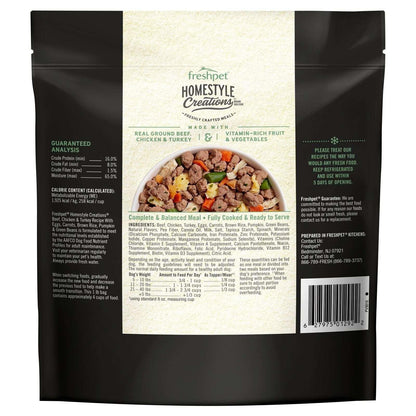 Freshpet Fresh Dog Food, Homestyle Creations, Beef, Chicken & Turkey Recipe, 1lb.