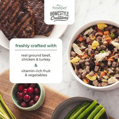 Freshpet Fresh Dog Food, Homestyle Creations, Beef, Chicken & Turkey Recipe, 1lb.