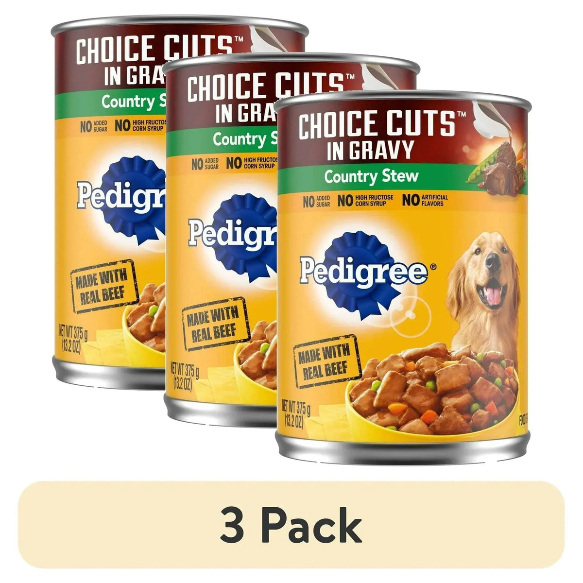 Pedigree Choice Cuts In Gravy Adult Soft Wet Dog Food Country Stew Flavor, 13.2 oz Cans, 12 Count