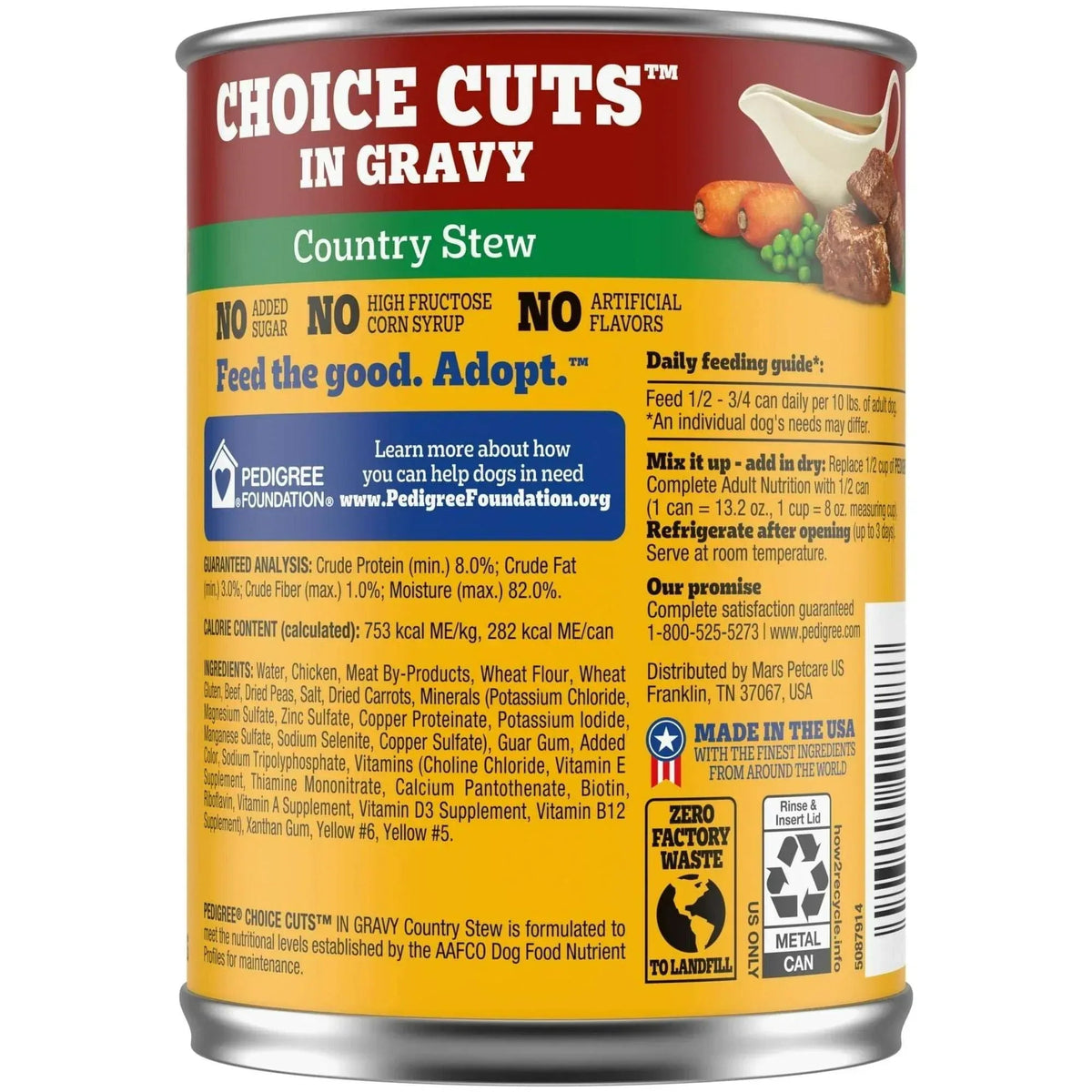 Pedigree Choice Cuts In Gravy Adult Soft Wet Dog Food Country Stew Flavor, 13.2 oz Cans, 12 Count