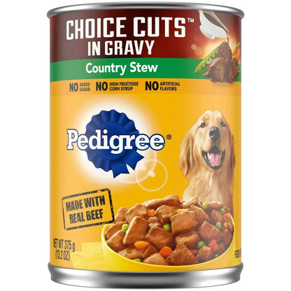 Pedigree Choice Cuts In Gravy Adult Soft Wet Dog Food Country Stew Flavor, 13.2 oz Cans, 12 Count