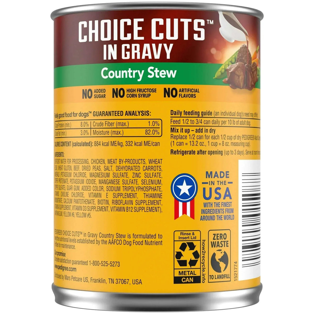 Pedigree Choice Cuts In Gravy Adult Soft Wet Dog Food Country Stew Flavor, 13.2 oz Cans, 12 Count