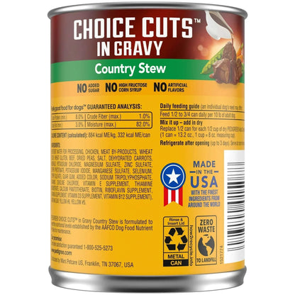 Pedigree Choice Cuts In Gravy Adult Soft Wet Dog Food Country Stew Flavor, 13.2 oz Cans, 12 Count