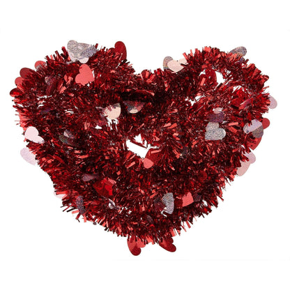 Tinsel Heart Garland, Red, 12', Valentine's Day by Way To Celebrate