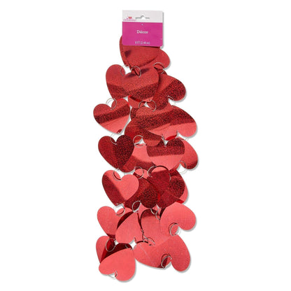 Holographic Heart Chain Garland, Red, 8', Valentine's Day by Way To Celebrate