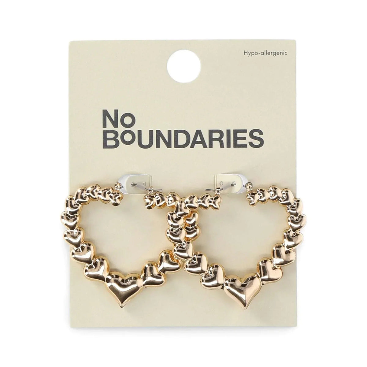 No Boundaries Gold Tone Heart Hoop Earrings, Women’s