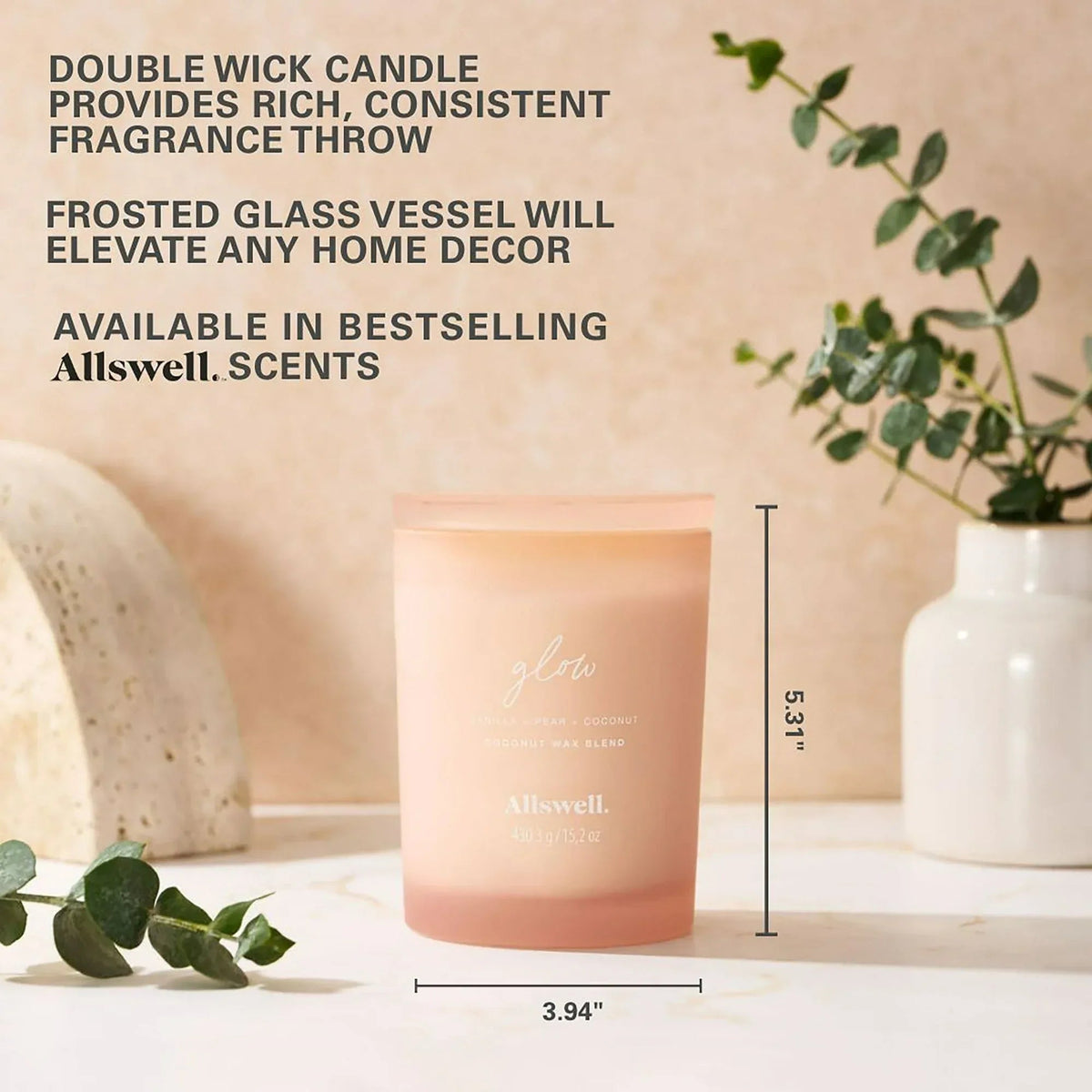 Allswell Scented 2-Wick Spa Jar Candle 15oz.