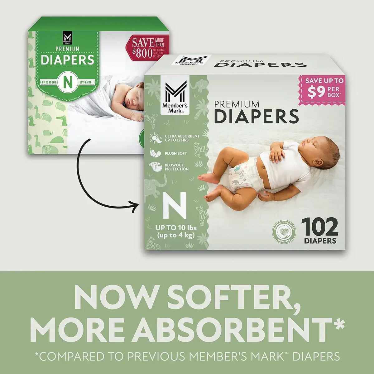 Member's Mark Premium Baby Diapers, Choose Size