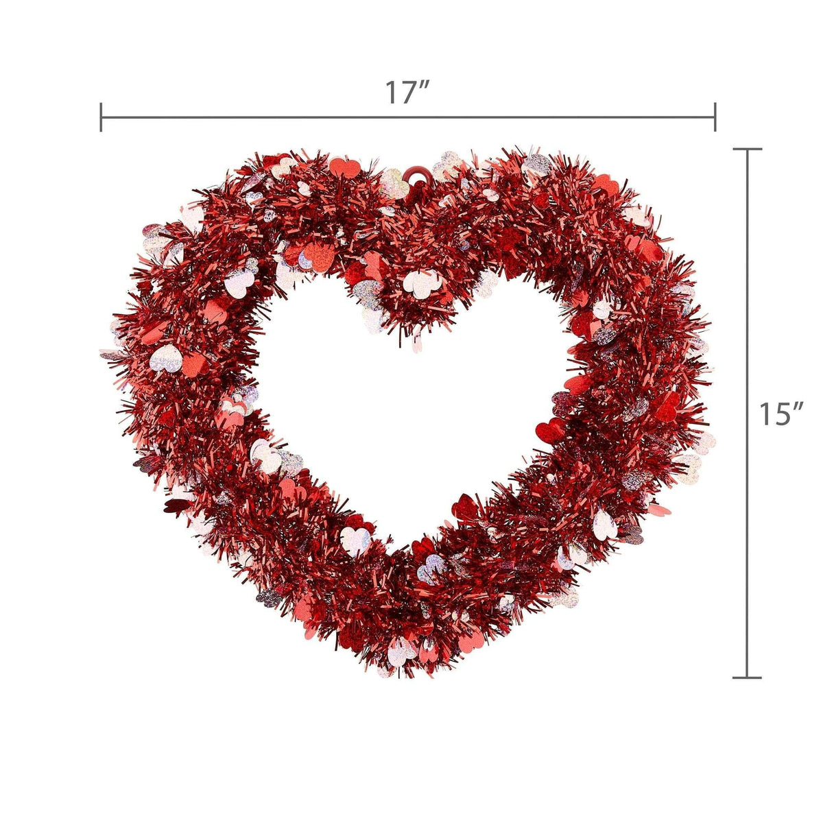 Tinsel Heart Wreath, Red and Pink, 15", Valentine's Day by Way To Celebrate