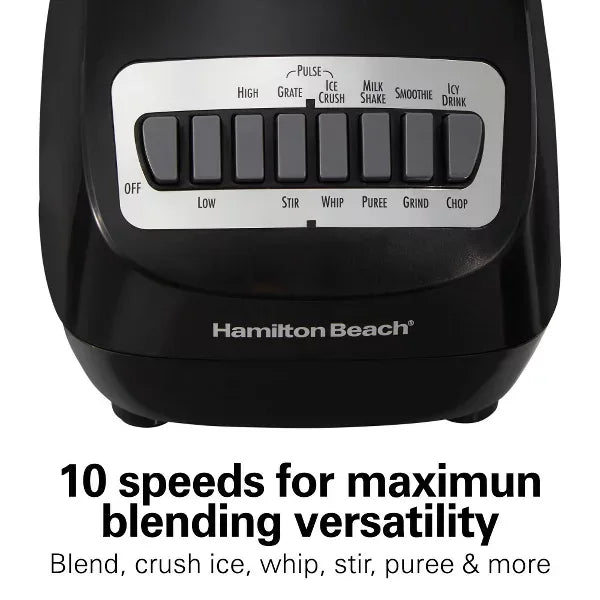 Hamilton Beach Smoothie Blender 56oz 10 Speed Black 50190J: Best Rated Kitchen Blender, 650W, Dishwasher-Safe Parts