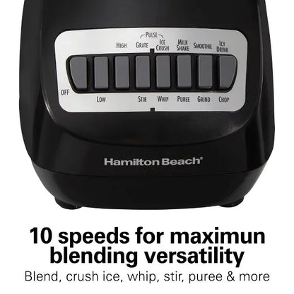 Hamilton Beach Smoothie Blender 56oz 10 Speed Black 50190J: Best Rated Kitchen Blender, 650W, Dishwasher-Safe Parts