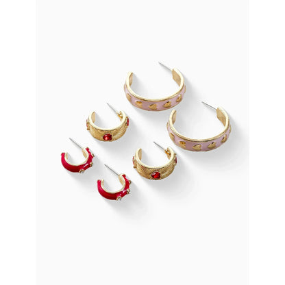 Way to Celebrate Valentine's Day Heart Hoops , 3 pair