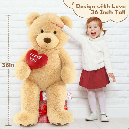 Tezituor 36" Teddy Bear Stuffed Animal Giant Bear Plush with I Love You Heart Plush Toy