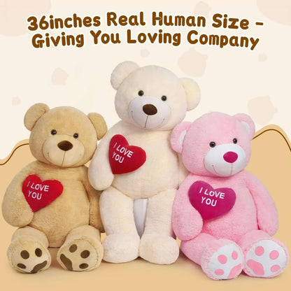 Tezituor 36" Teddy Bear Stuffed Animal Giant Bear Plush with I Love You Heart Plush Toy