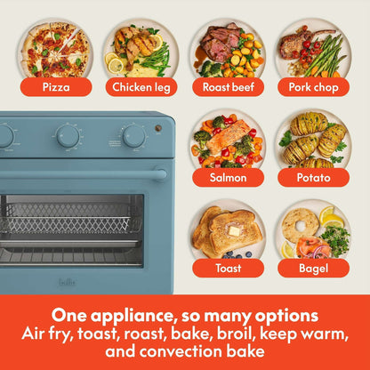 bella 6-Slice Air Fry Toaster Oven with 7 Preset Cooking Options and EverGood™ Nonstick Coated Trays, Surf