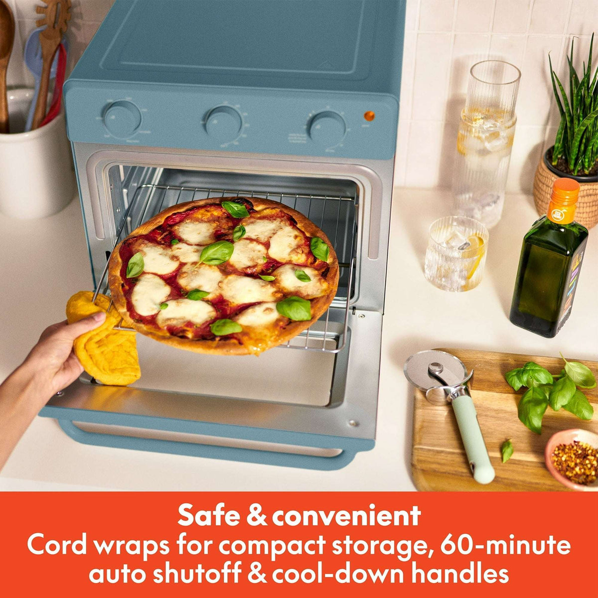 bella 6-Slice Air Fry Toaster Oven with 7 Preset Cooking Options and EverGood™ Nonstick Coated Trays, Surf