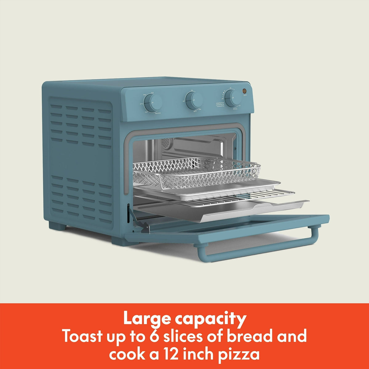 bella 6-Slice Air Fry Toaster Oven with 7 Preset Cooking Options and EverGood™ Nonstick Coated Trays, Surf
