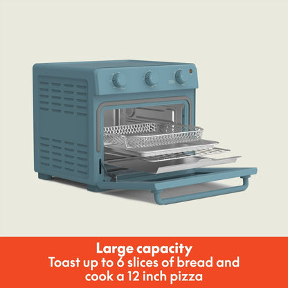 bella 6-Slice Air Fry Toaster Oven with 7 Preset Cooking Options and EverGood™ Nonstick Coated Trays, Surf