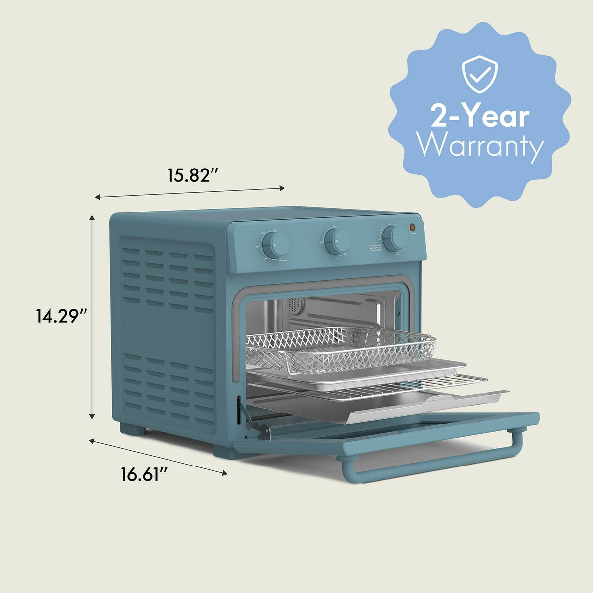 bella 6-Slice Air Fry Toaster Oven with 7 Preset Cooking Options and EverGood™ Nonstick Coated Trays, Surf