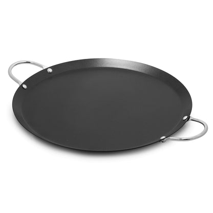 IMUSA 9in Carbon Steel Nonstick Round Comal with Metal Handles, Black