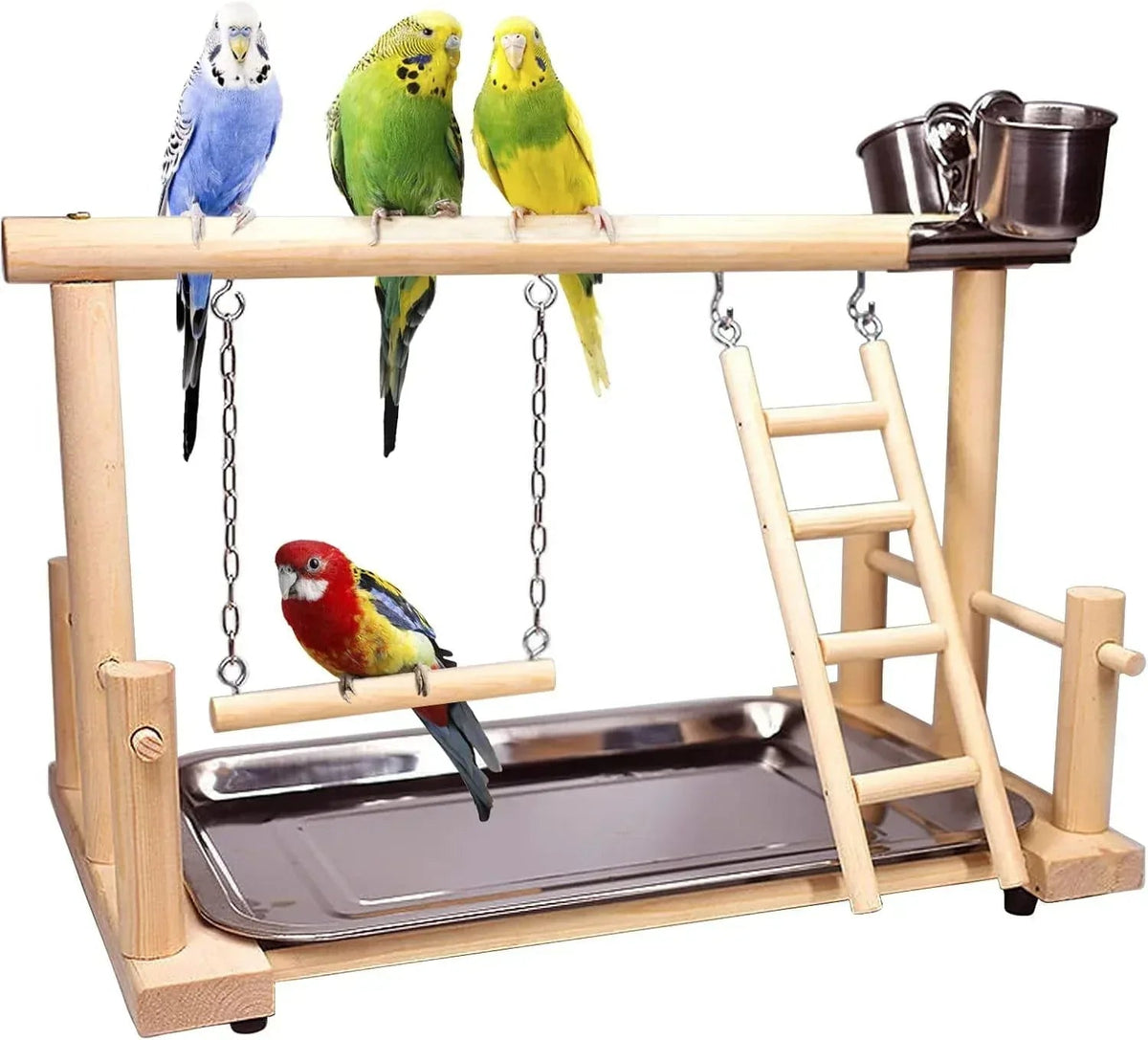 kathson Bird Playground,Parrot Play Stand,Parakeet Play Gym with Feeding Cups,Cockatiel Perchs Playstand with Exercise Toys for Budgie Conures Cockatoos Lovebirds Playpen