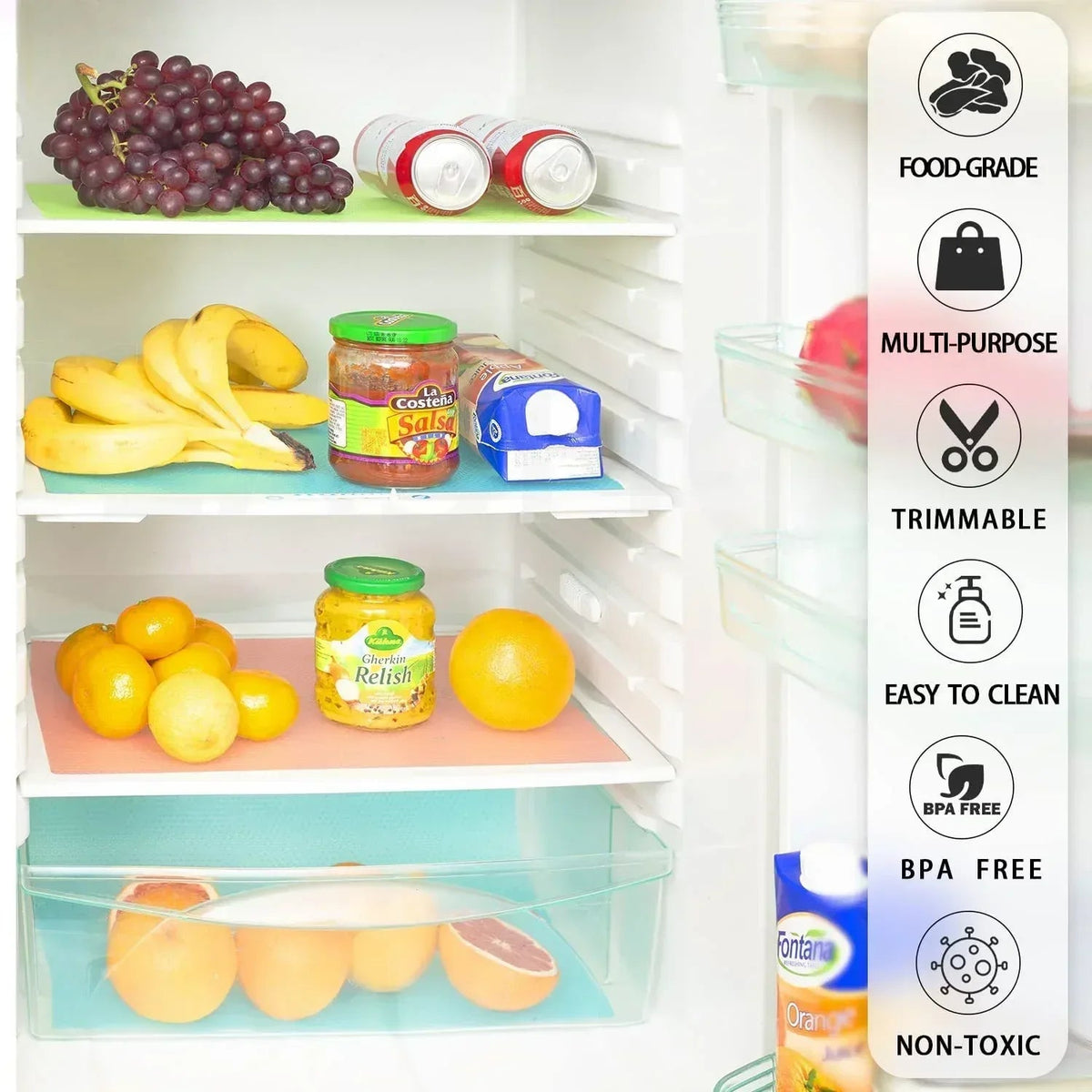Refrigerator Liners, Maynest Washable Mats Covers Pads, Home Kitchen Gadgets Accessories Organization for Top Freezer Glass Shelf Wire Shelving Cupboard Cabinet Drawers (3 Blue+3 Green+2 Red)