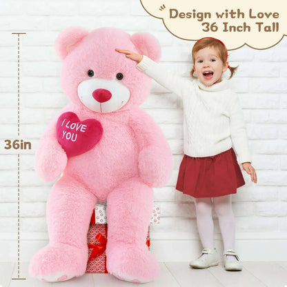 Tezituor 36" Teddy Bear Stuffed Animal Giant Bear Plush with I Love You Heart Plush Toy