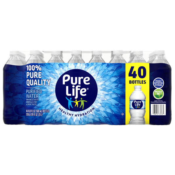 Pack of 2 PURE LIFE Purified Water, 16.9 Fl Oz / 500 mL, Plastic Bottled Water (40 Pack)