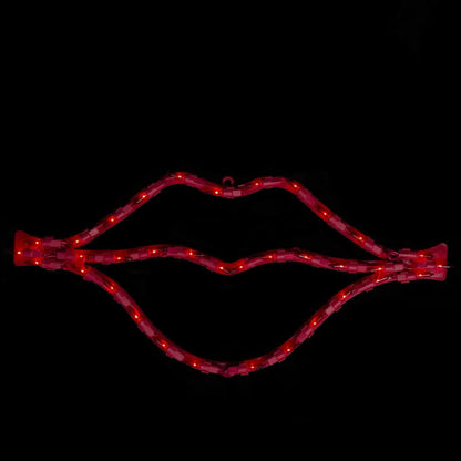 17.5" Lighted Red Lips Valentine's Day Window Silhouette