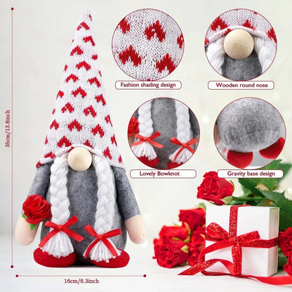 Ayieyill Valentines Day Decor 2pcs Valentine Gnomes Plush Valentines Day Decoration Valentines Home Table Decor Scandinavian Tomte Elf Gnomes Ornaments Sweet Valentines Day Gifts for Him Her