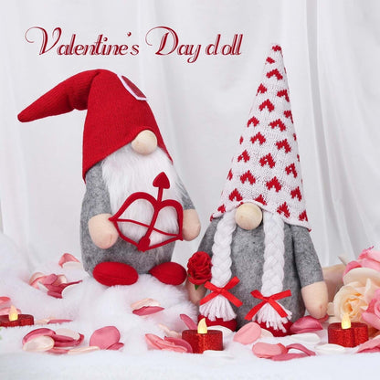 Ayieyill Valentines Day Decor 2pcs Valentine Gnomes Plush Valentines Day Decoration Valentines Home Table Decor Scandinavian Tomte Elf Gnomes Ornaments Sweet Valentines Day Gifts for Him Her