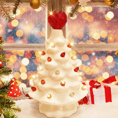 Danhjin Ceramic Valentine Tree LED Decor 6.3 in With Battery Case for Valentine's Day Home Decoration