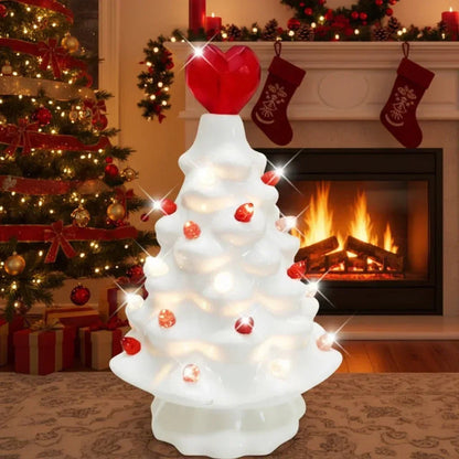 Danhjin Ceramic Valentine Tree LED Decor 6.3 in With Battery Case for Valentine's Day Home Decoration