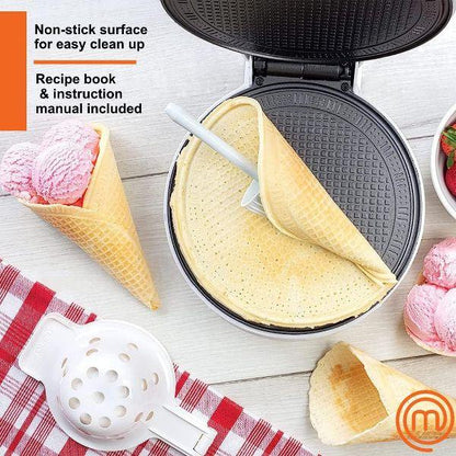 MasterChef Waffle Cone & Bowl Maker- Shaper Roller and Bowl Press- Ice Cream Cone Baking Cookie Iron Machine, Fun Kitchen Appliance for Sundae Parties