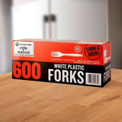 White Plastic Forks, Heavyweight (600 Ct.)