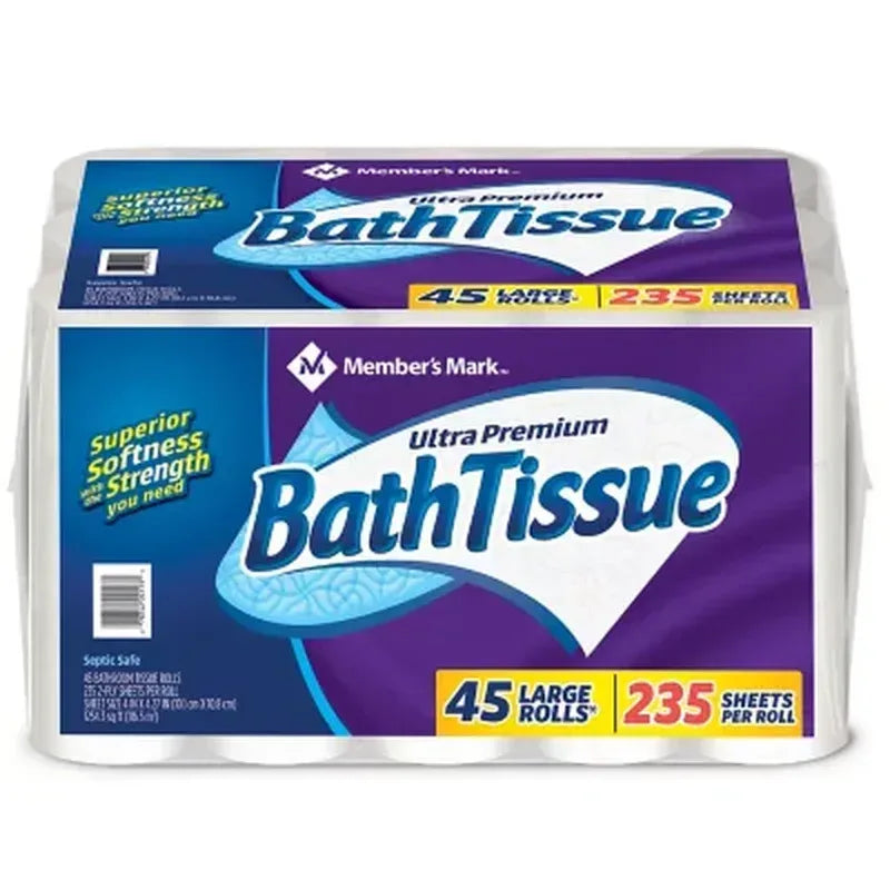 Ultra Premium Soft and Strong Bath Tissue, 2-Ply Large Roll Toilet Paper (235 Sheets, 45 Rolls)