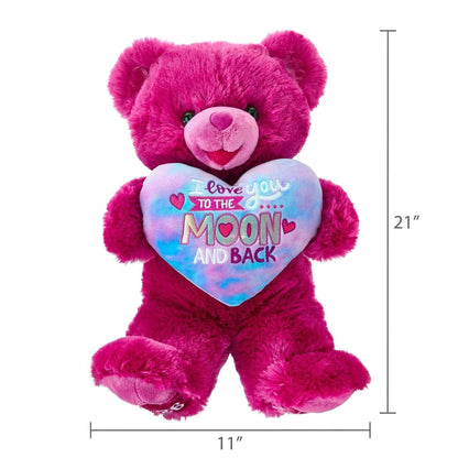 Large Sweetheart To the Moon and Back Teddy Bear Plush, Pink, 21", Valentine's Day by Way To Celebrate