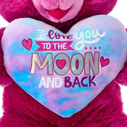 Large Sweetheart To the Moon and Back Teddy Bear Plush, Pink, 21", Valentine's Day by Way To Celebrate