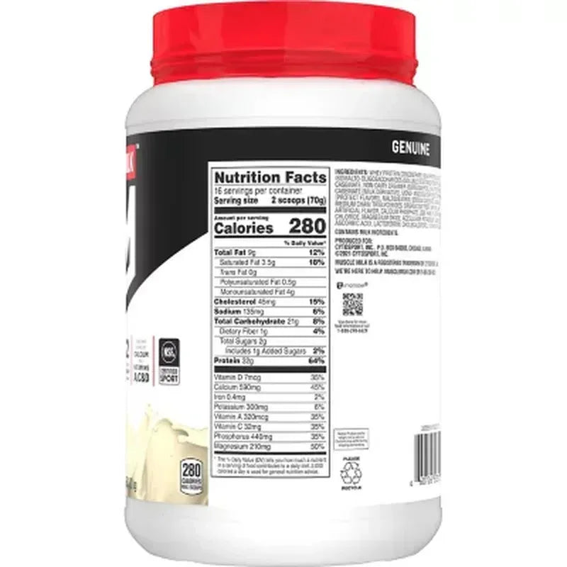 Muscle Milk Genuine 32G Whey Protein Powder, Vanilla Cream (2.47 Lbs.)