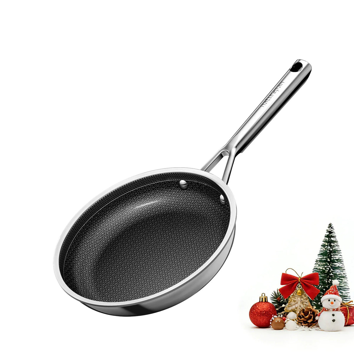 naturepan 3-Ply Hybrid Diamond-Titanium Ceramic Nonstick Frying Pan Set, 3-Piece (8,9.5” & 11”), Stainless Steel Pan, Dishwasher Safe & Oven Safe