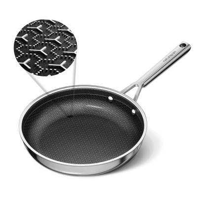 naturepan 3-Ply Hybrid Diamond-Titanium Ceramic Nonstick Frying Pan Set, 3-Piece (8,9.5” & 11”), Stainless Steel Pan, Dishwasher Safe & Oven Safe