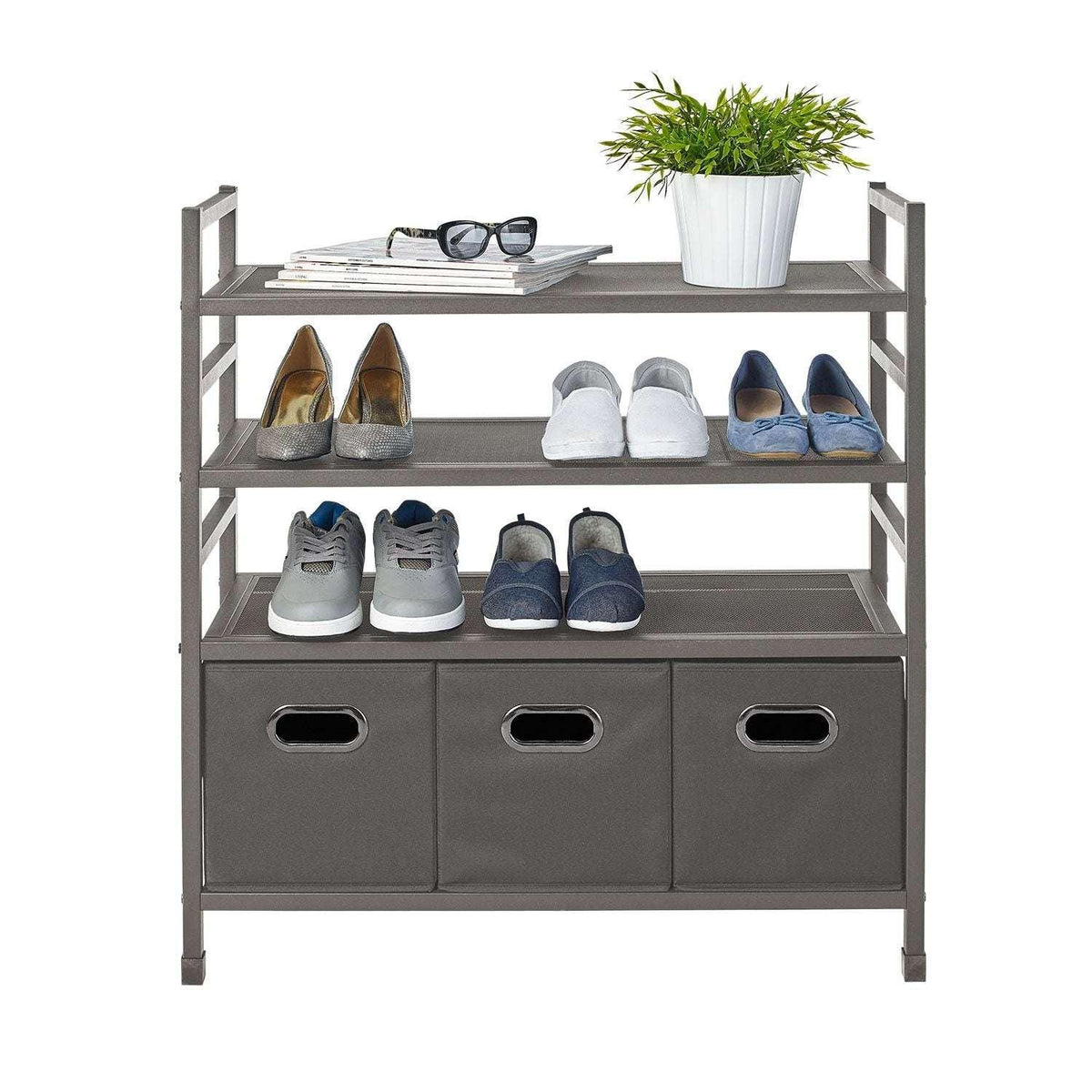 neatfreak 4-Tier Stackable Metal Storage Rack with Fabric Bins