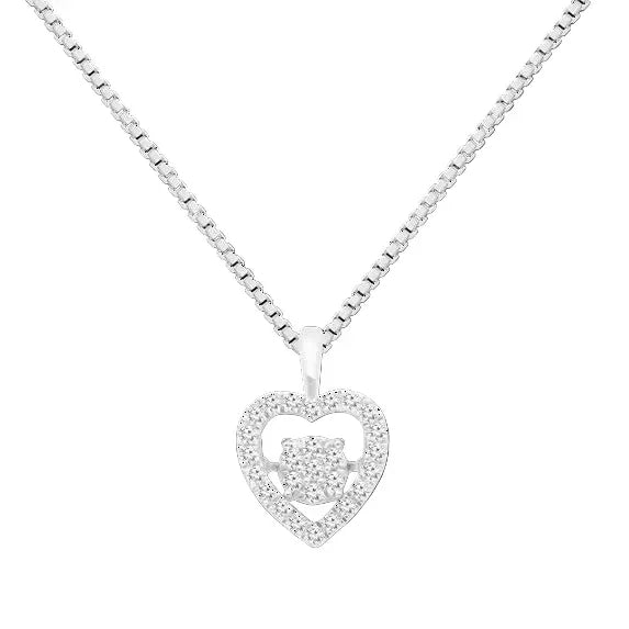 Brilliance Fine Jewelry Heart 1/3 Carat Lab Grown Diamond Dancing Pendant Necklace in Sterling Silver