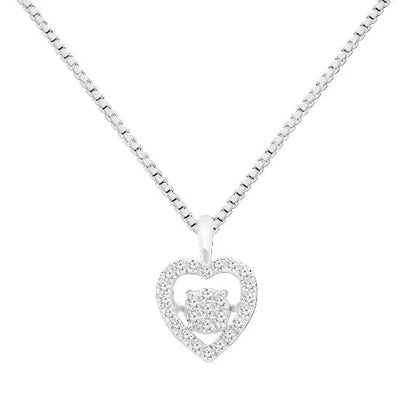 Brilliance Fine Jewelry Heart 1/3 Carat Lab Grown Diamond Dancing Pendant Necklace in Sterling Silver