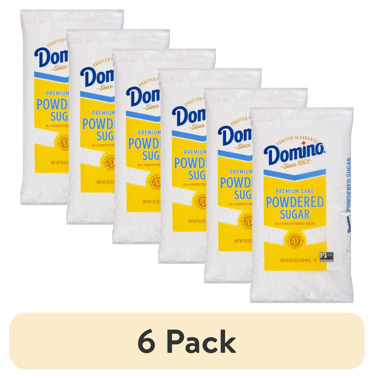 Domino Confectioners Sugar, Pure Cane 10-x Powdered, 2lb (907g), Plastic Bag