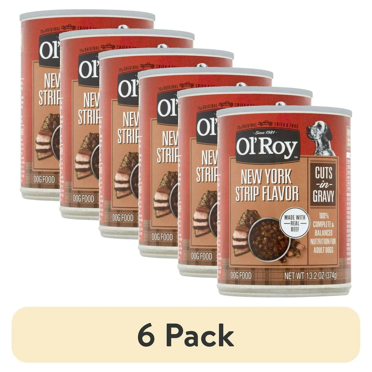 Ol' Roy New York Strip Flavor Cuts in Gravy Wet Dog Food, 13.2 oz Can