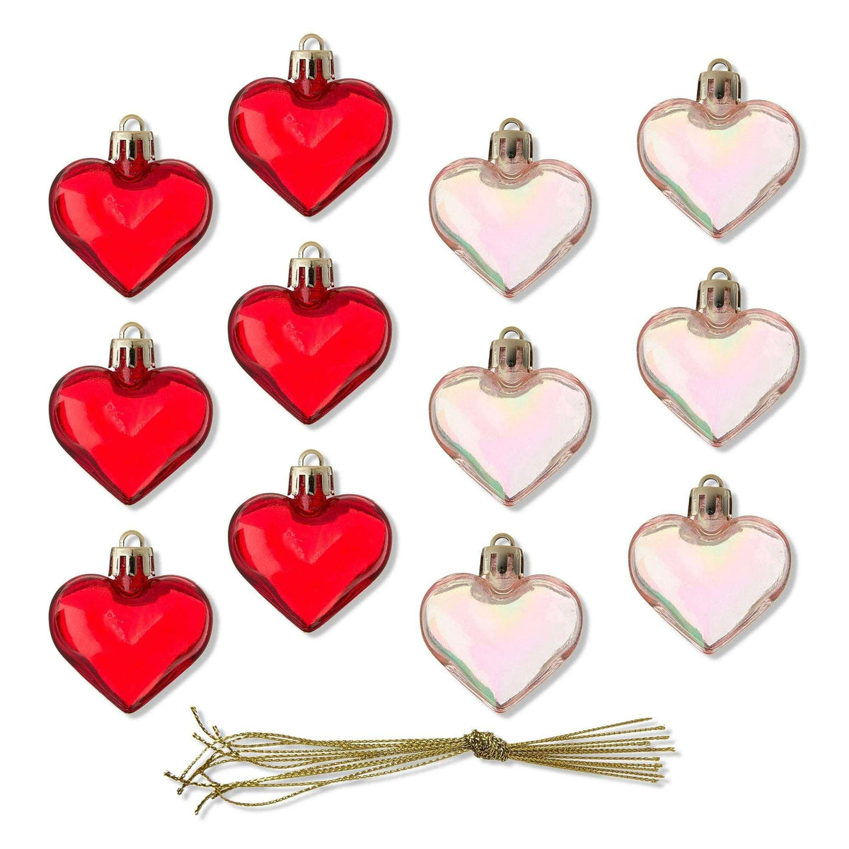 Heart Ornament Decorations, Red and Iridescent, 12 Count, Valentine's Day by Way To Celebrate