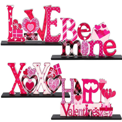 Ayieyill Valentines Day Decorations, 4Pcs Valentines Love Tabletop Decor for Gift Dining Room Table Wedding Anniversary Party Supplies Décor Tray Decor