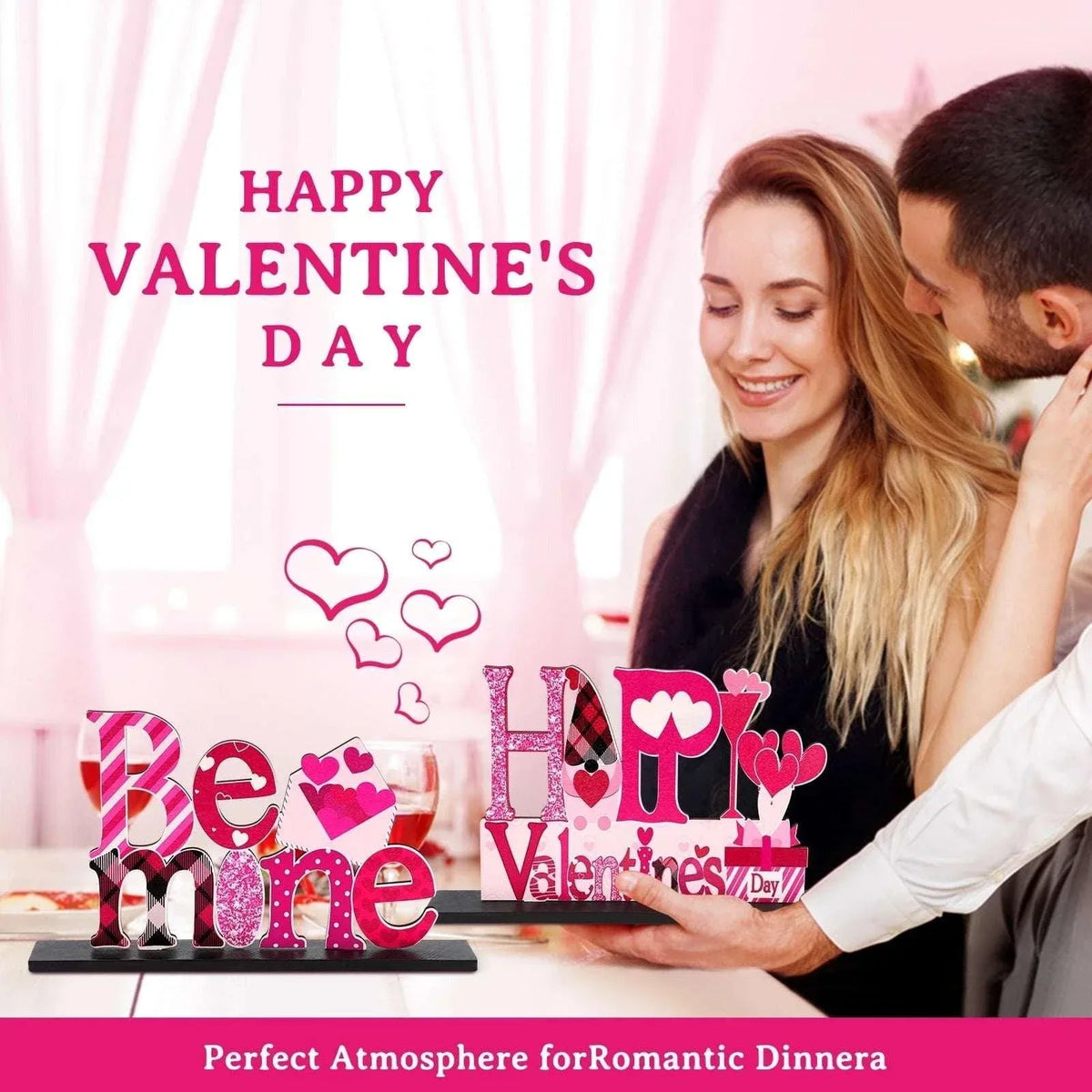 Ayieyill Valentines Day Decorations, 4Pcs Valentines Love Tabletop Decor for Gift Dining Room Table Wedding Anniversary Party Supplies Décor Tray Decor